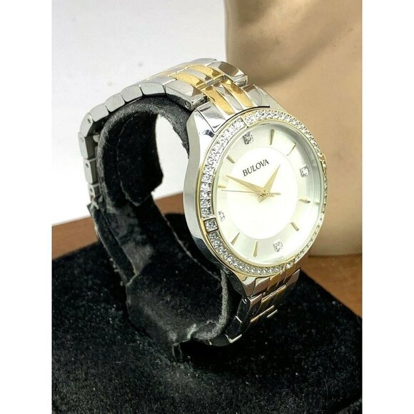 Bulova Women's Watch 98L273 Mother of Pearl Dial Two Tone Steel 32mm - Picture 2 of 13